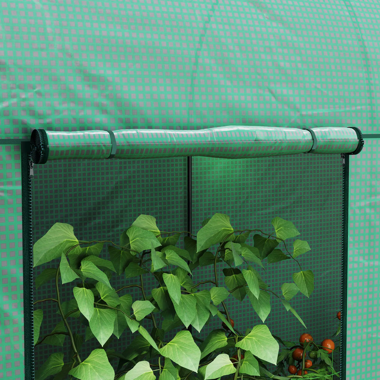Outsunny 200 x 100cm Walk-In Greenhouse, with Zipped Doors - Green