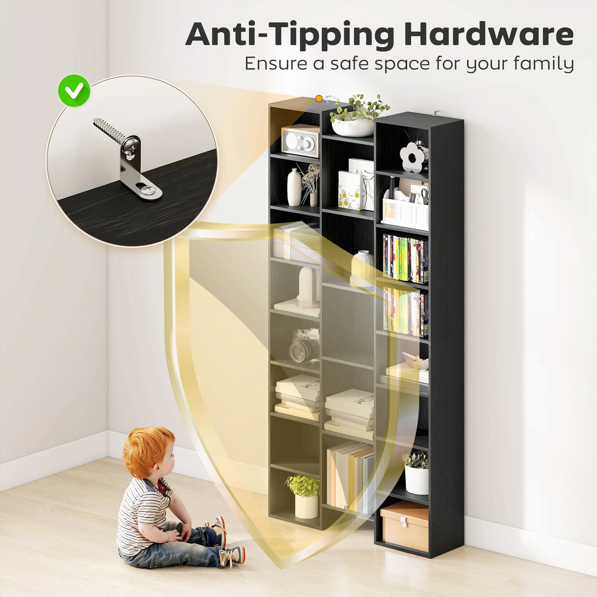 HOMCOM 21-Compartment Bookshelf - Black