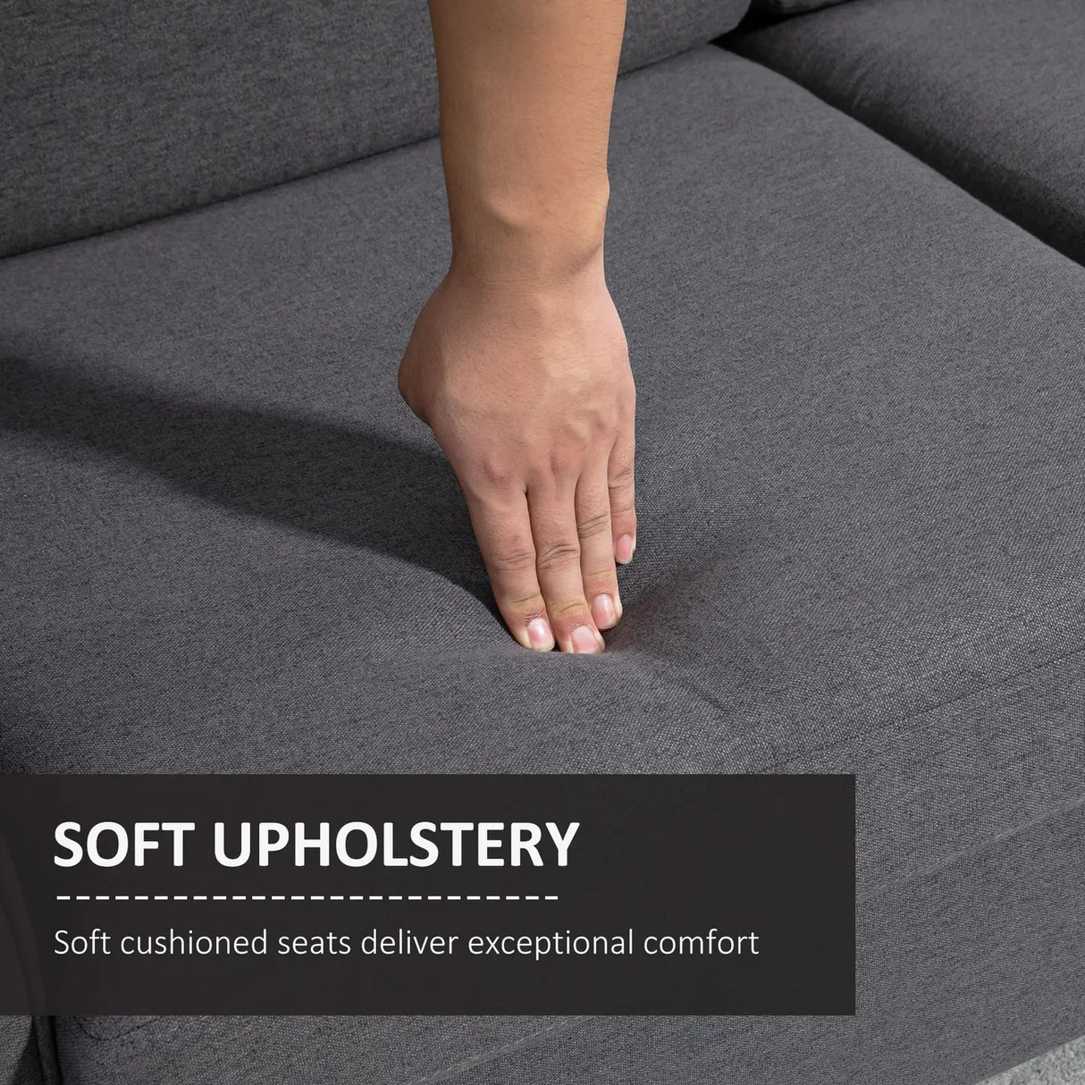 HOMCOM Compact Loveseat Sofa, Modern 2 Seater Sofa for Living Room with Wood Legs and Armrests, Dark Grey