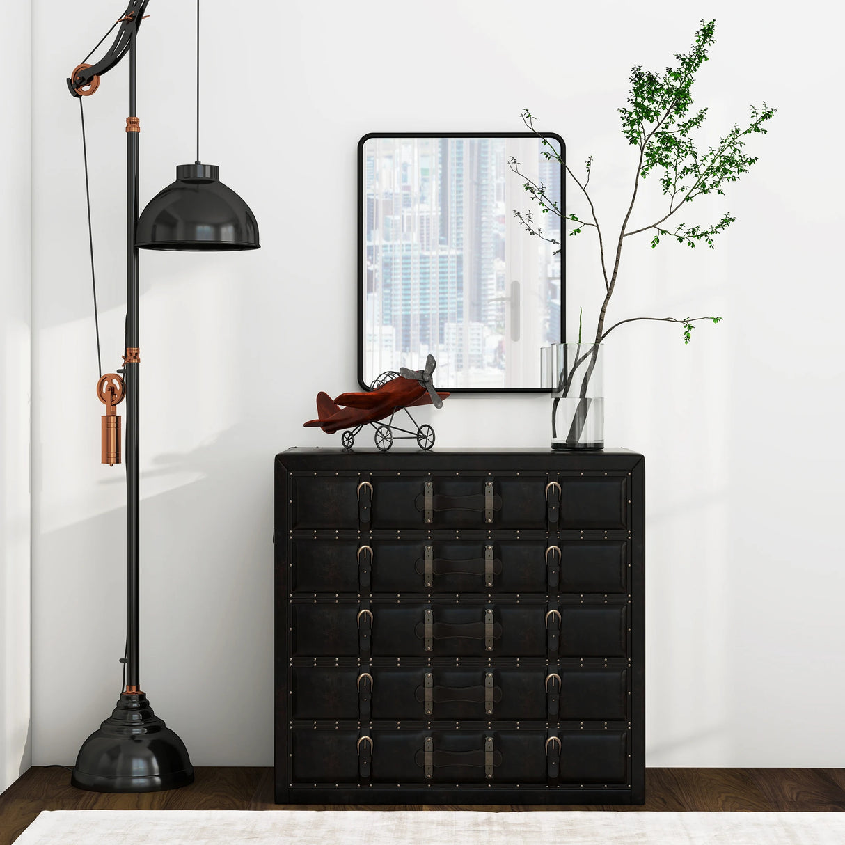 HOMCOM Rectangular Wall Mirror with HD Glass - Black