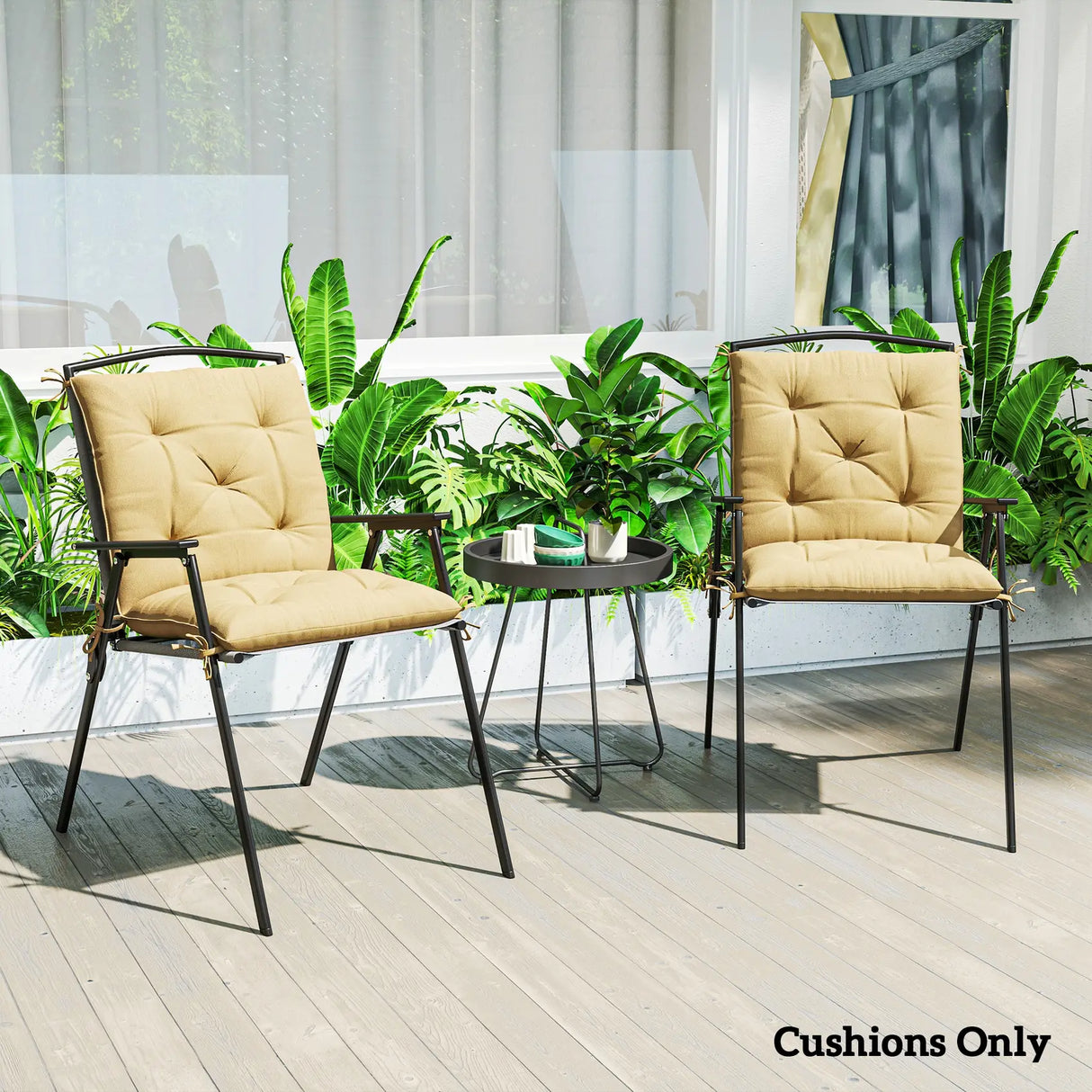 Outsunny Set of Two Outdoor Seat Cushions - Khaki