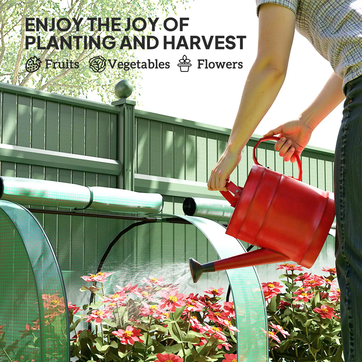 Outsunny Mini Greenhouse, Small Polytunnel Green House with Zipped Doors, Steel Frame for Garden Backyard, 395 x 100 x 80cm, Green