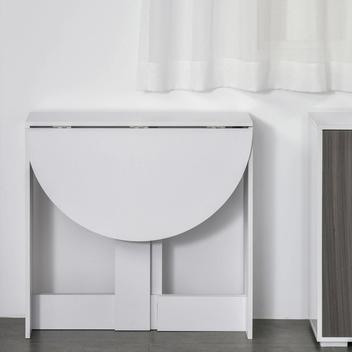 HOMCOM Space-saving Drop Leaf Table, Folding Dining Table for Small Space, Kitchen, Dining Room, White