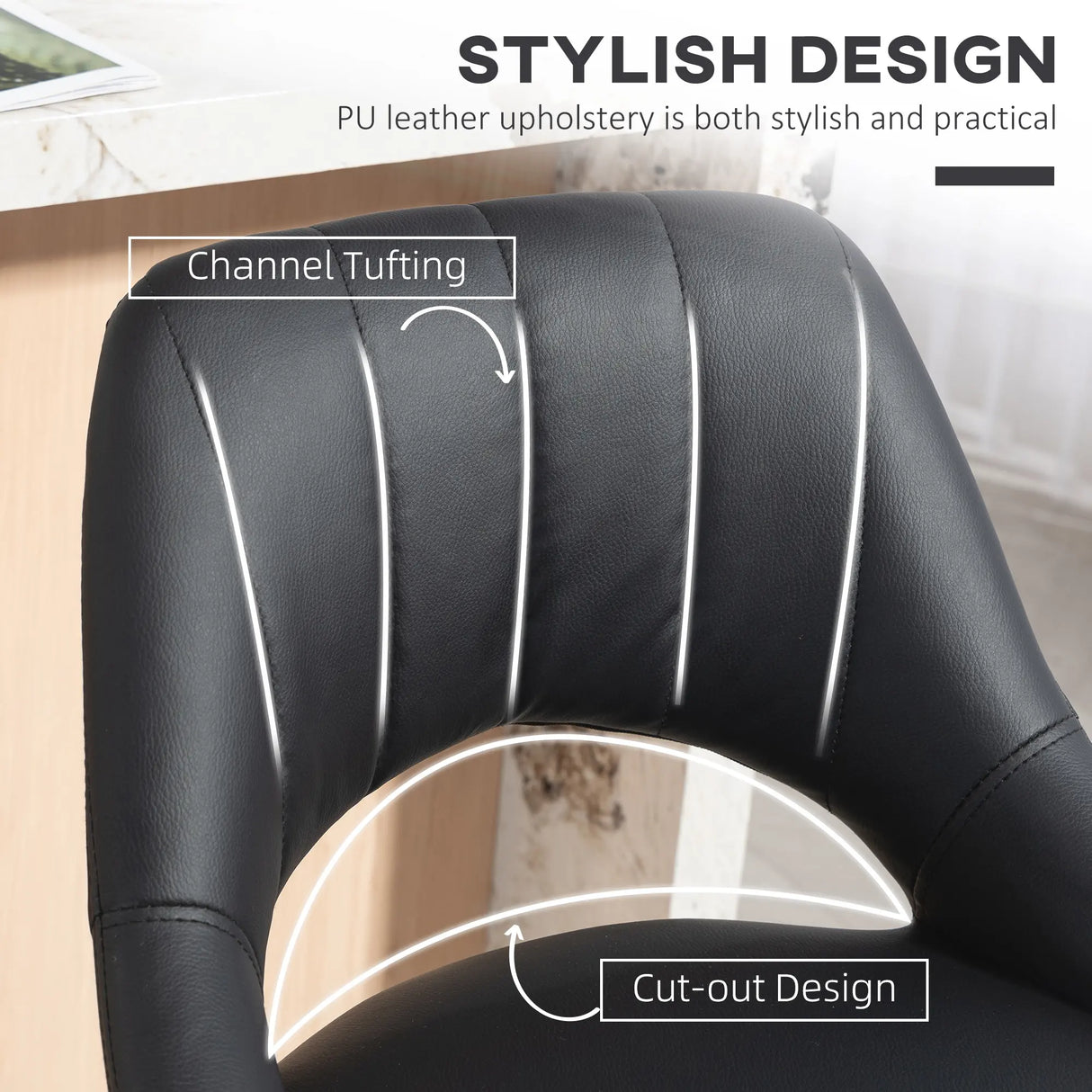 HOMCOM Set of Two Faux Leather Bar Stools - Black