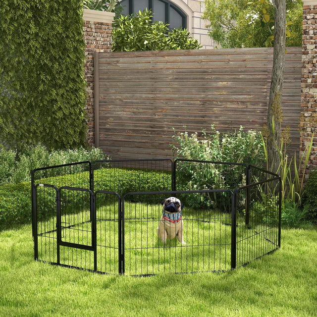 PawHut Steel 8 Panel Dog pen Pet Puppy PlayPen Grey