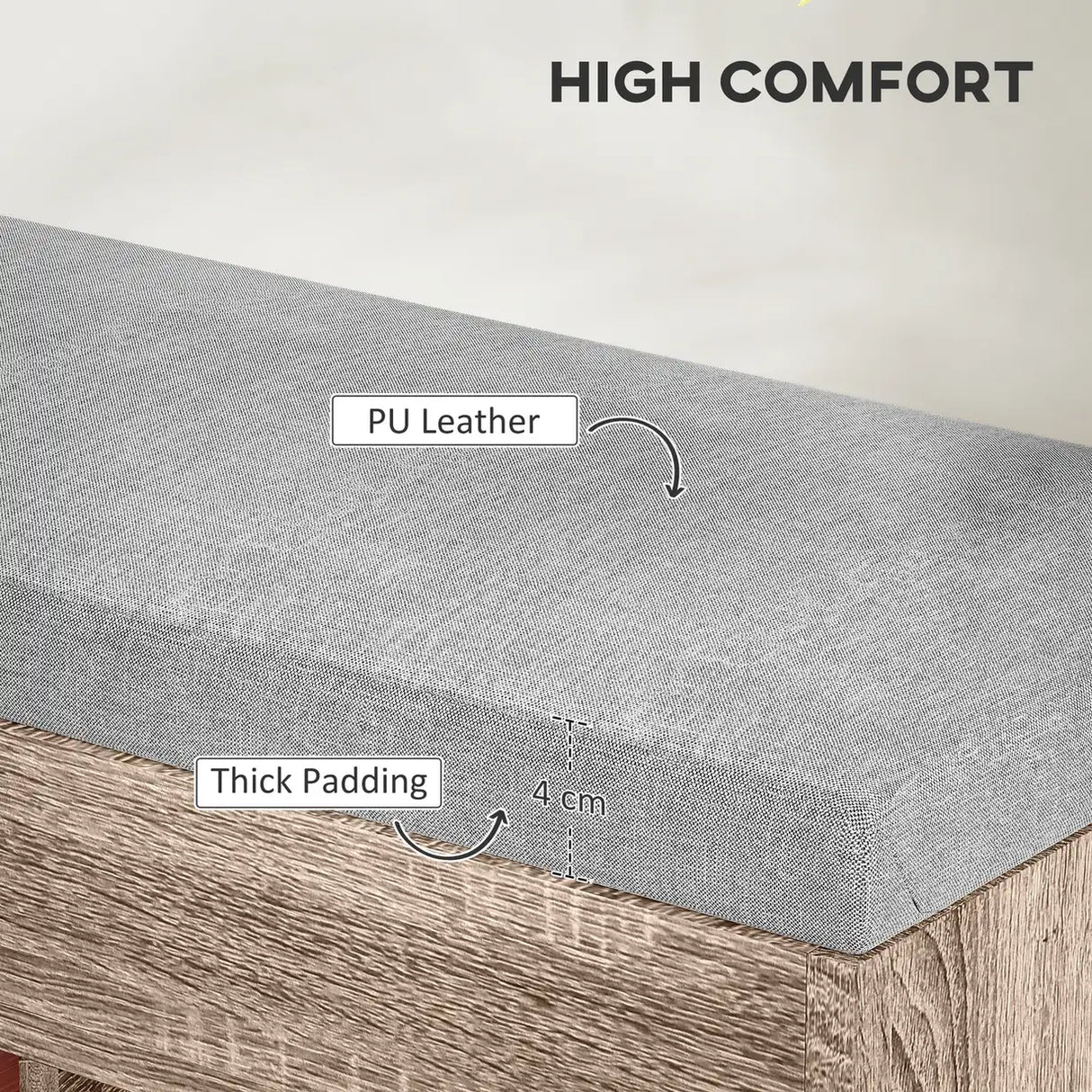 HOMCOM Shoes Cabinet Bench Hidden Storage Padded Seat Organiser Footwear Rack Hallway Grey Wood Grain