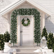 HOMCOM 8.2 ft Snow Frosted Christmas Tree Arch, Christmas Arch Doorway Decor with 1800 Tips and 91 Pinecones, Artificial Xmas Tree with Metal Stand for Indoor, Green