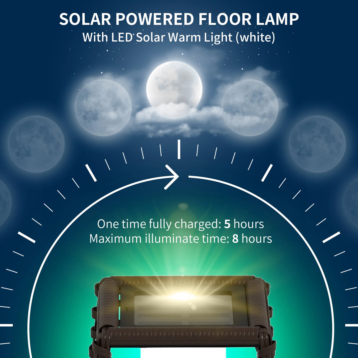 Outsunny Rattan Solar Floor Lamp, 68cm Tall Outdoor Garden Lantern Pathway Light & Decorative Lighting with Auto On/Off LED Lights, IP44, for Porch, Yard, Courtyard, Deck, Brown