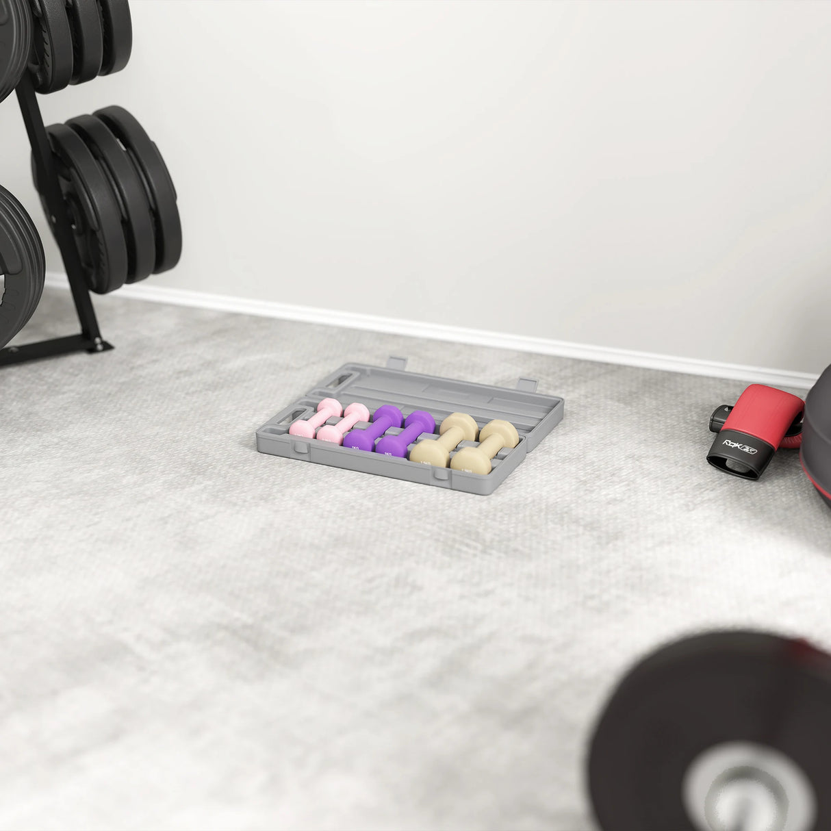 HOMCOM 6Kg Dumbbell Set, Fitness Weight Set for Men and Women, Home Gym Workout, Pink, Purple, Brown