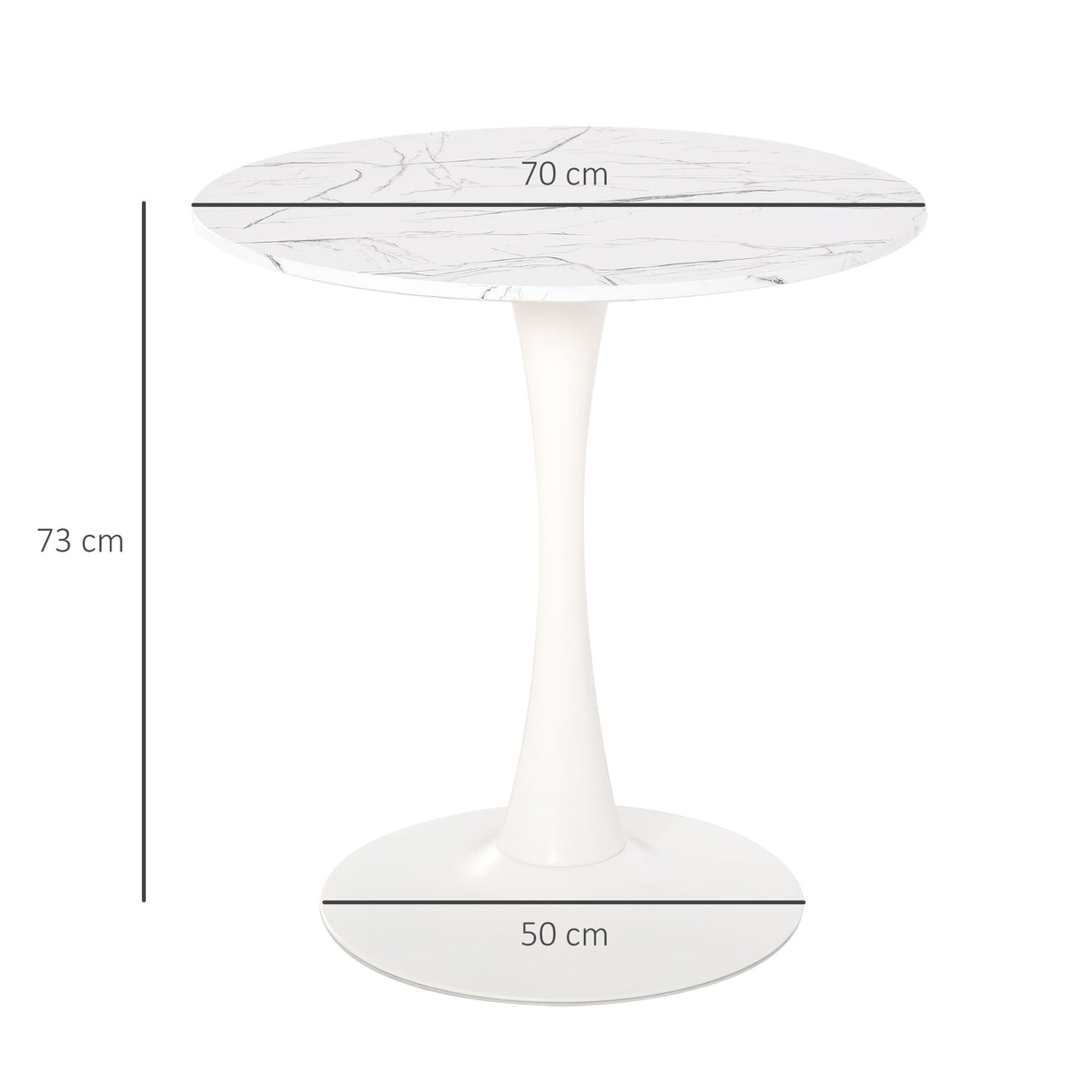 HOMCOM Modern Round Dining Table Leisure Coffee Bistro Table with Metal Base for Kitchen & Dining Room White