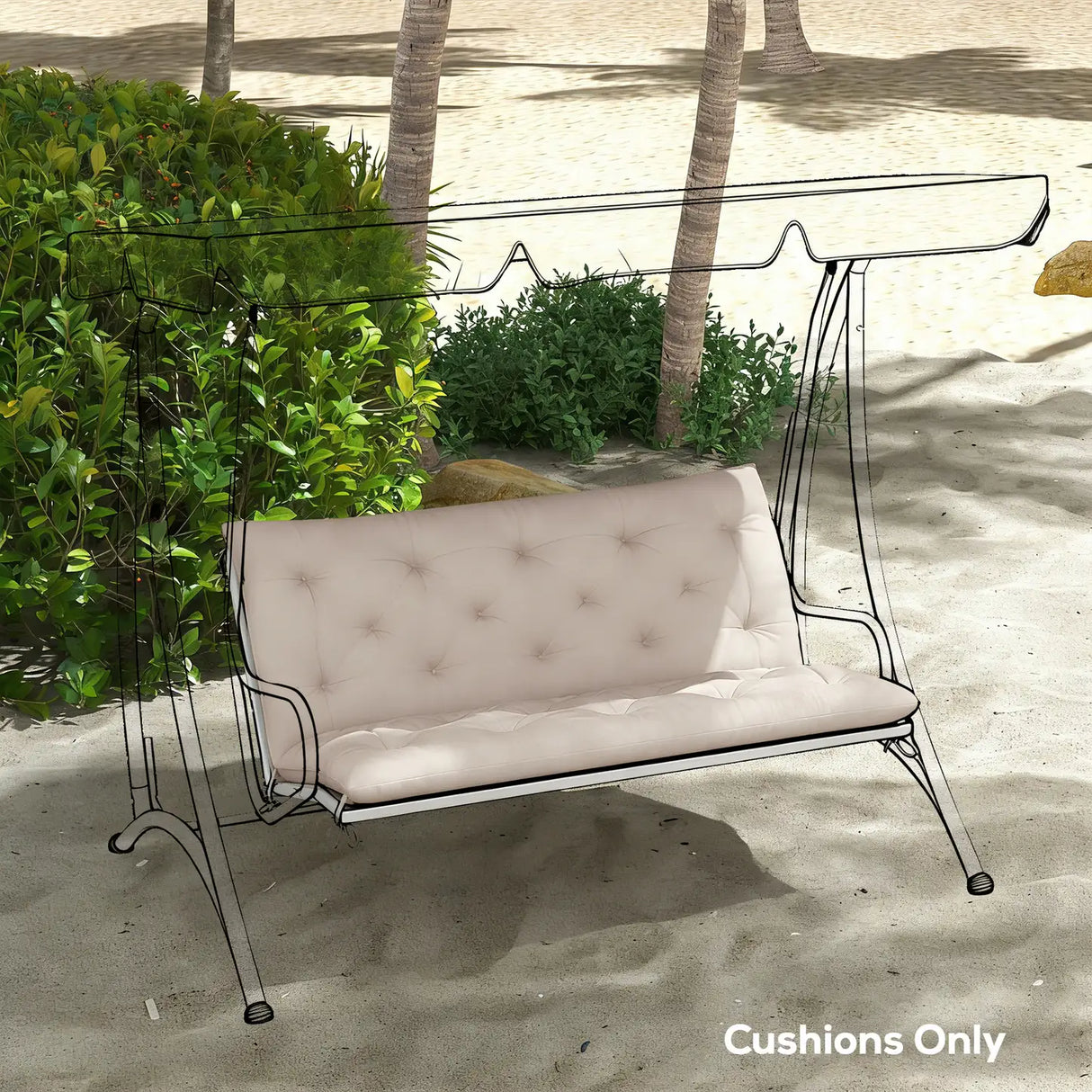 Outsunny Garden Bench Cushion, 2 Seater Swing Chair Cushion, Seat Pad with Ties for Indoor and Outdoor Use, 110 x 120 cm