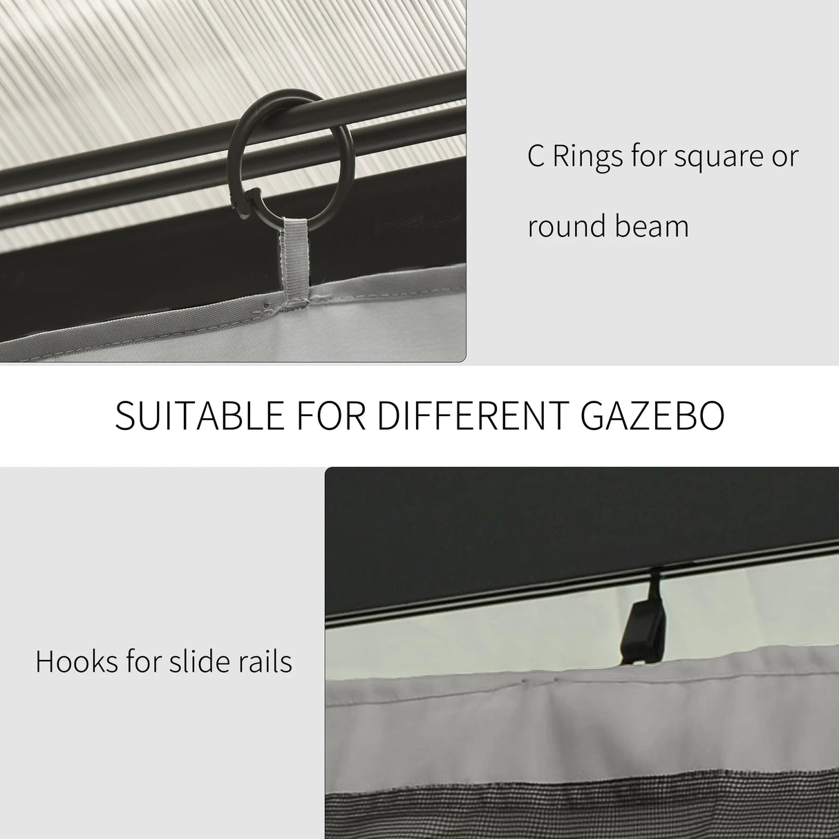 Outsunny Set of Four 3 x 3m Gazebo Replacement Walls - Light Grey