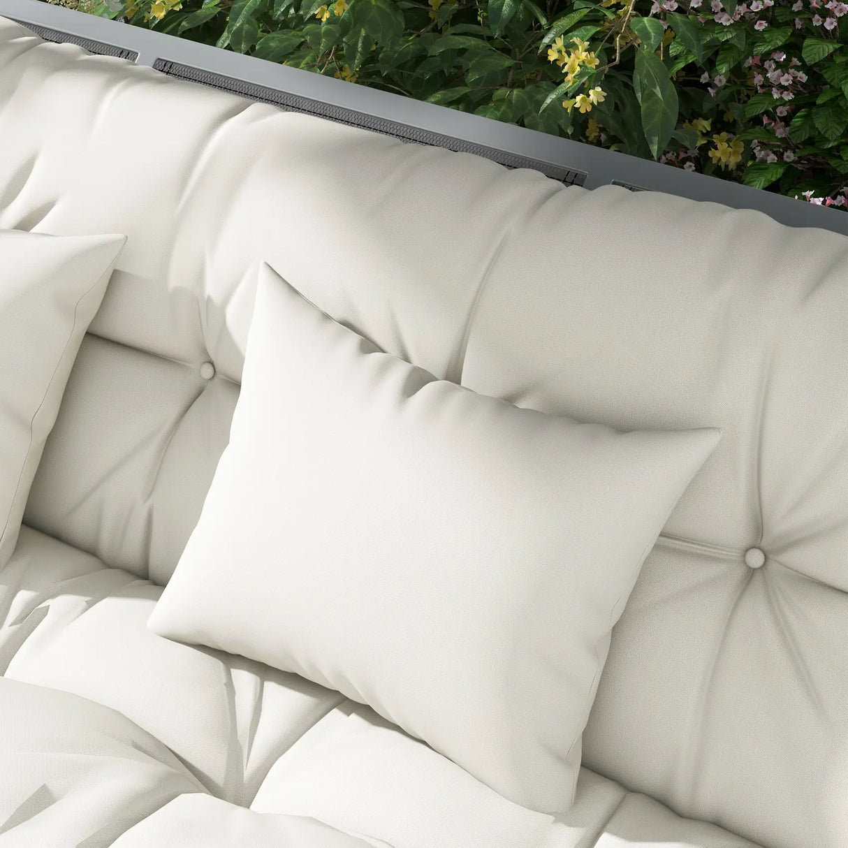 Outsunny Back and Seat Cushion Replacement with 2 Pillows, Patio Chair Cushions Set with Ties, White