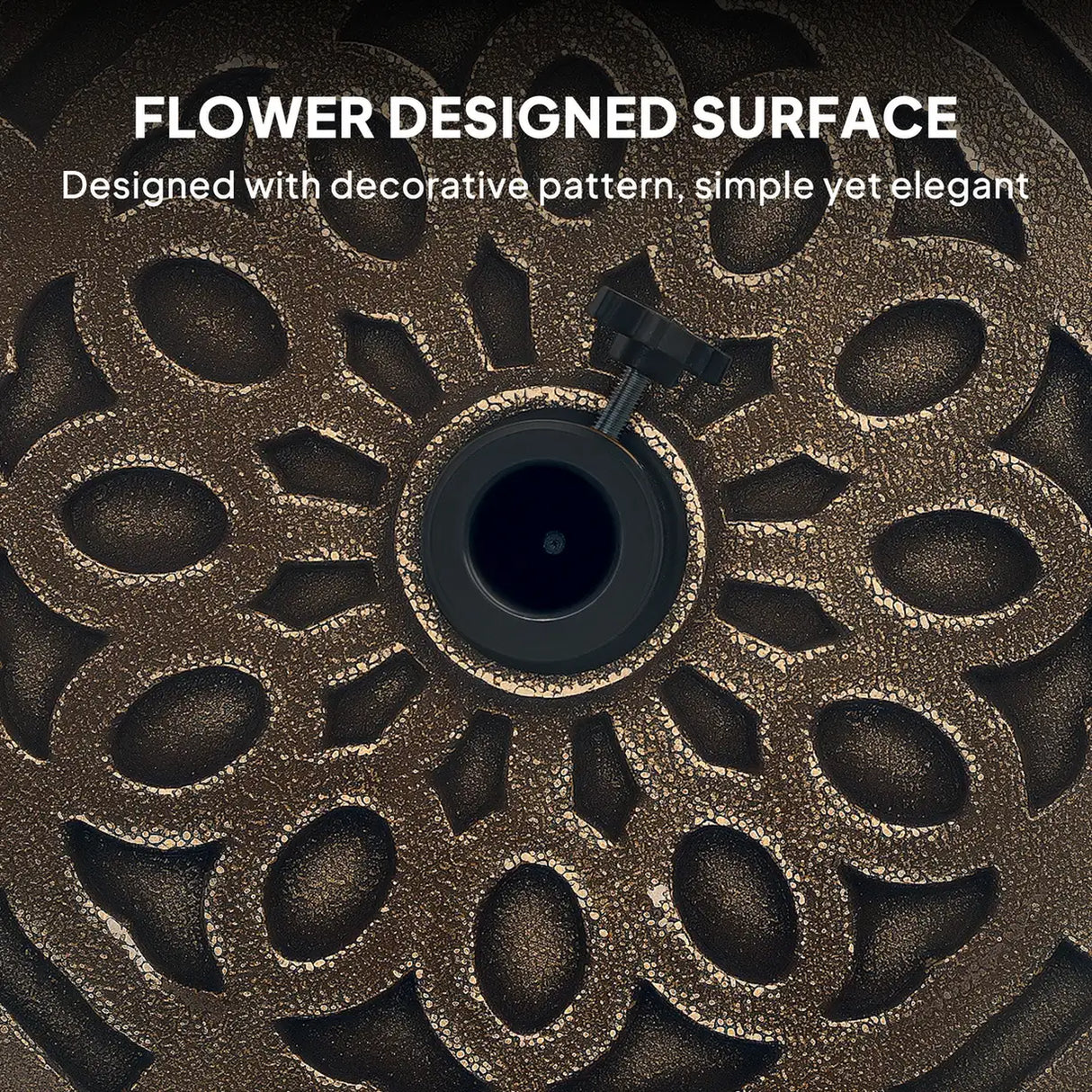 Outsunny 21kg Resin Garden Parasol Base with Wheels, Round Umbrella Stand, Heavy Duty Sun Umbrella Base for 32, 38, 48 mm Umbrella Poles for Deck Poolside, Bronze Tone