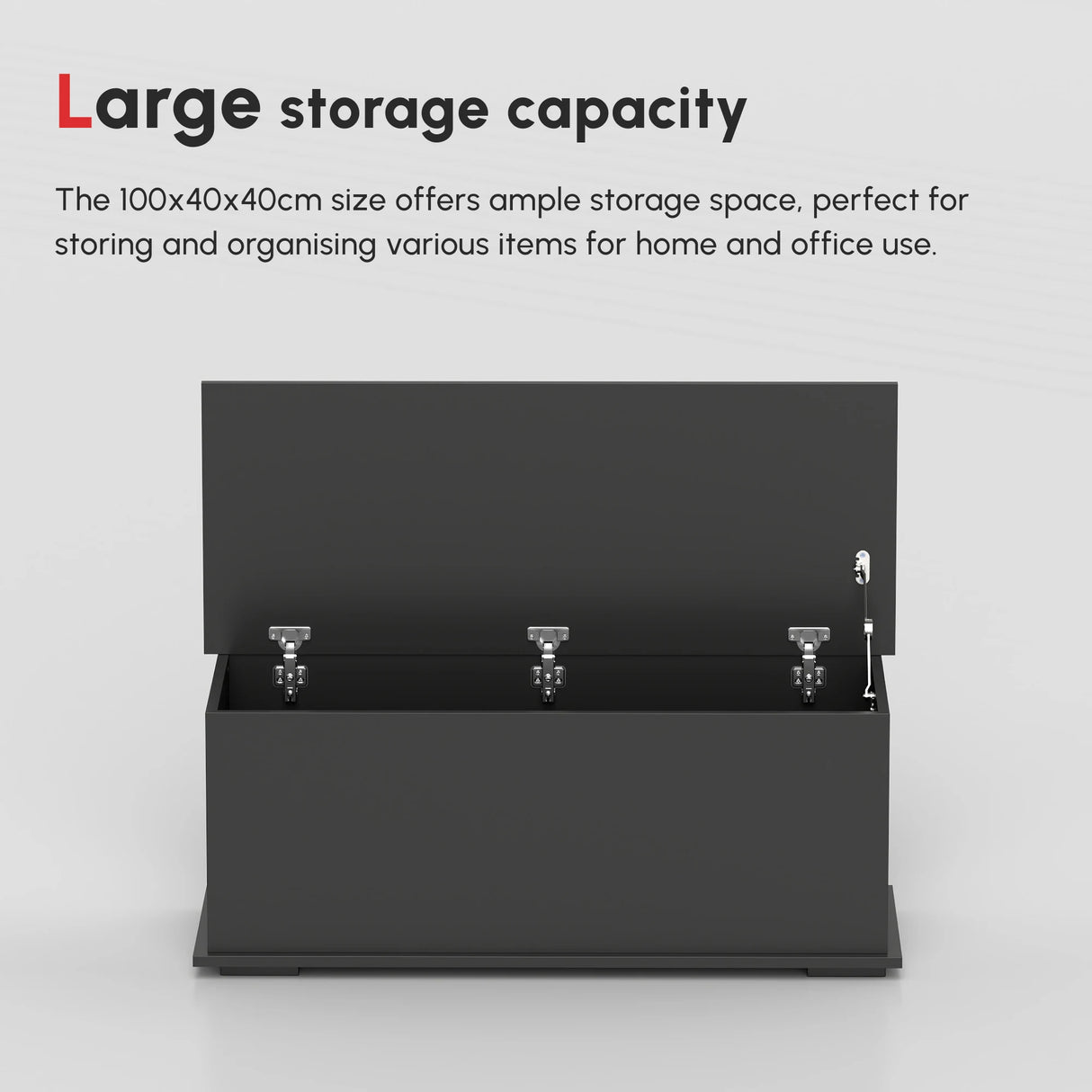 HOMCOM 113L Storage Chest, Storage Box with Flip-Top Lid and 2 Safety Hinges, Storage Trunk for Living Room, Entryway, 100 x 40 x 40 cm, Black