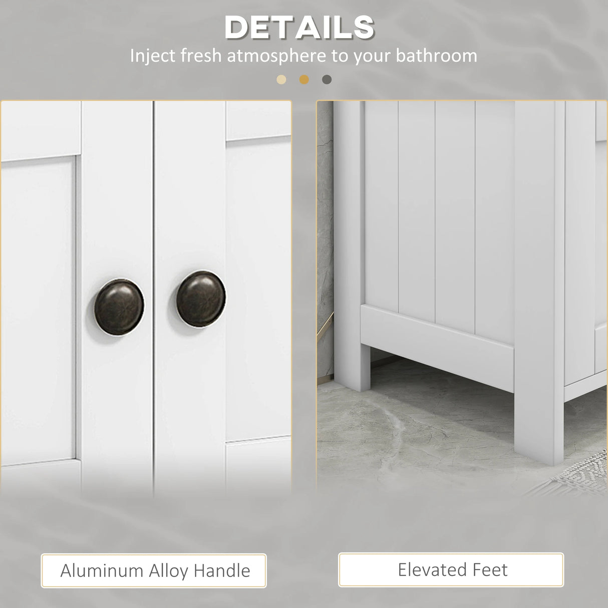 kleankin Pedestal Under Sink Cabinet with Double Doors, Modern Bathroom Vanity Storage Unit with Shelves, White