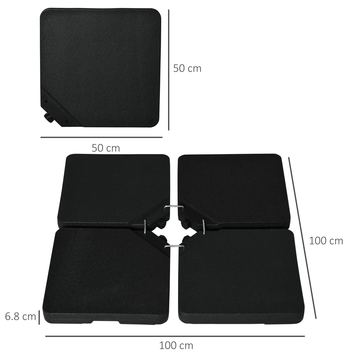 Outsunny Four-Piece Plastic Cantilever Parasol Base - Black