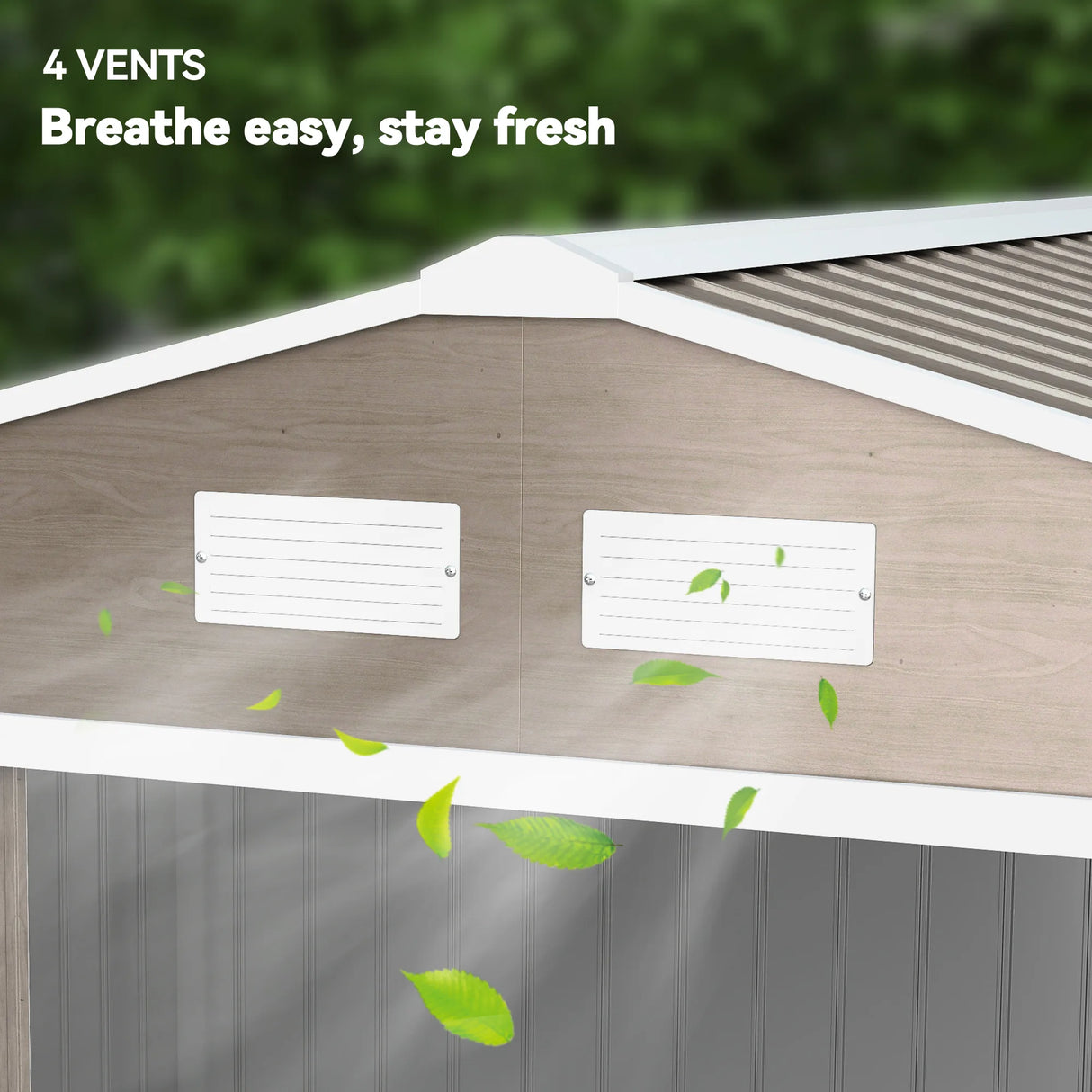 Outsunny 9 x 6ft Steel Garden Shed, Outdoor Storage Tool House with Vents, Foundation and Lockable Double Doors, Brown