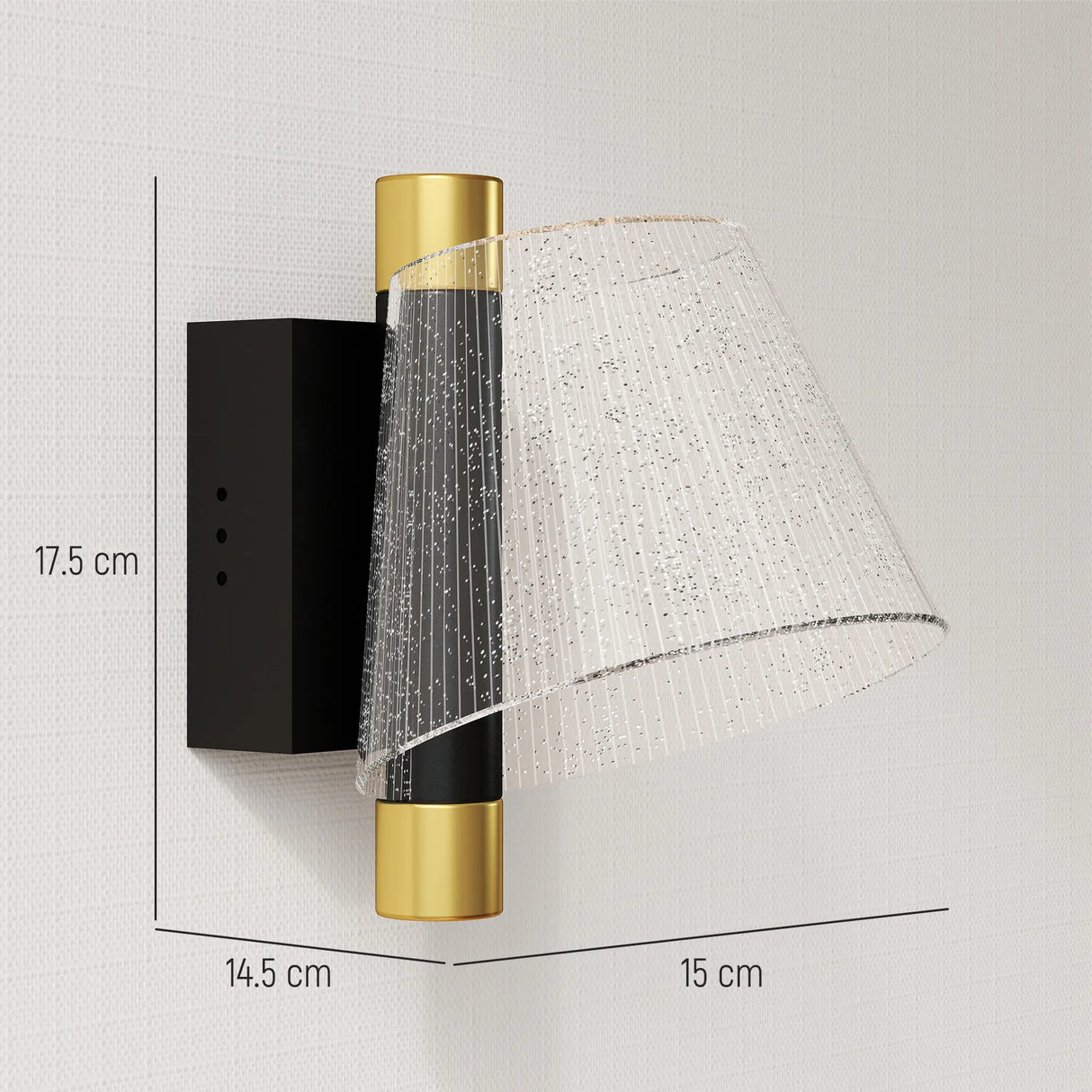 HOMCOM Led Wall Lamp 2 Pack, 5W Modern Indoor Starry Wall Light, Colour Temperature Adjustable 3000K/4000K/6500K, for Bedroom, Living Room, Hallway, Stairs, Black