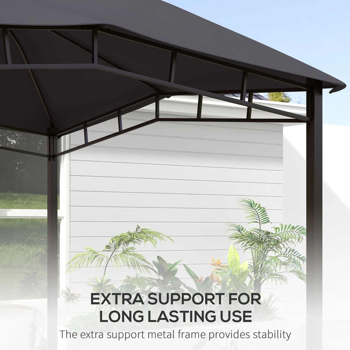 Outsunny 3x3(m) Outdoor Gazebo Garden Gazebo Pavilion Sunshade Canopy Tent with Steel Frame, Grey