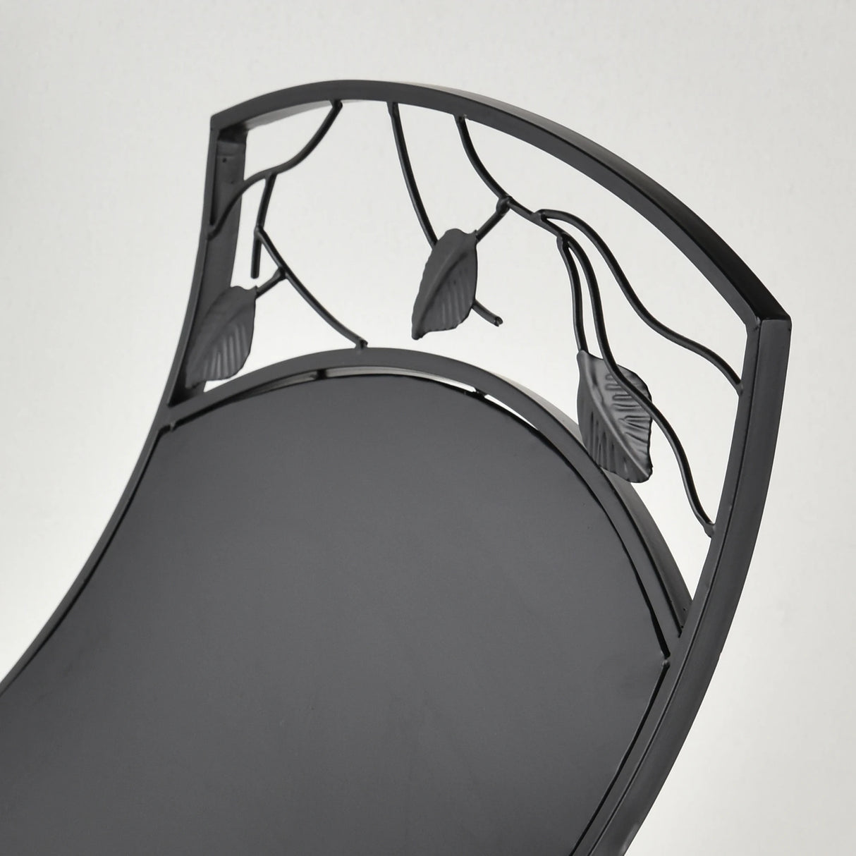 Outsunny Metal Arced Firewood Log Holder Indoor Outdoor Folding Firewood Rack Fireplace Wood Storage Shelf w/ Leaf Pattern Design, Black, 43.5W x 36.5D x 41H cm