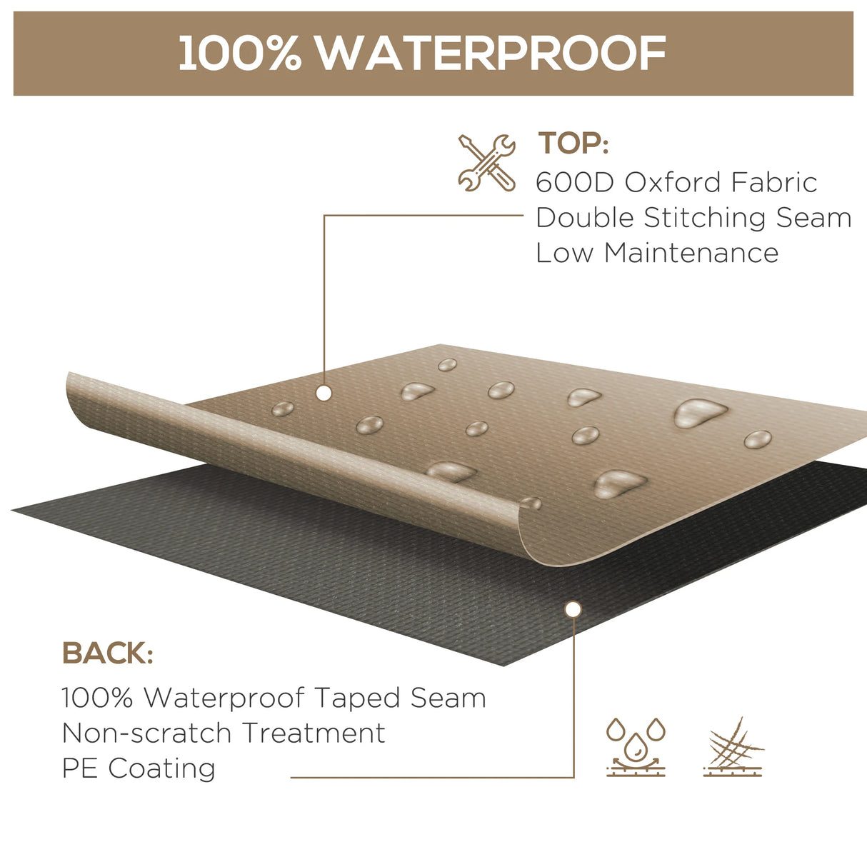 Outsunny 600D Oxford Patio Garden Furniture Dining Table Chair Set Cover Water Protector Waterproof Anti-UV Beige