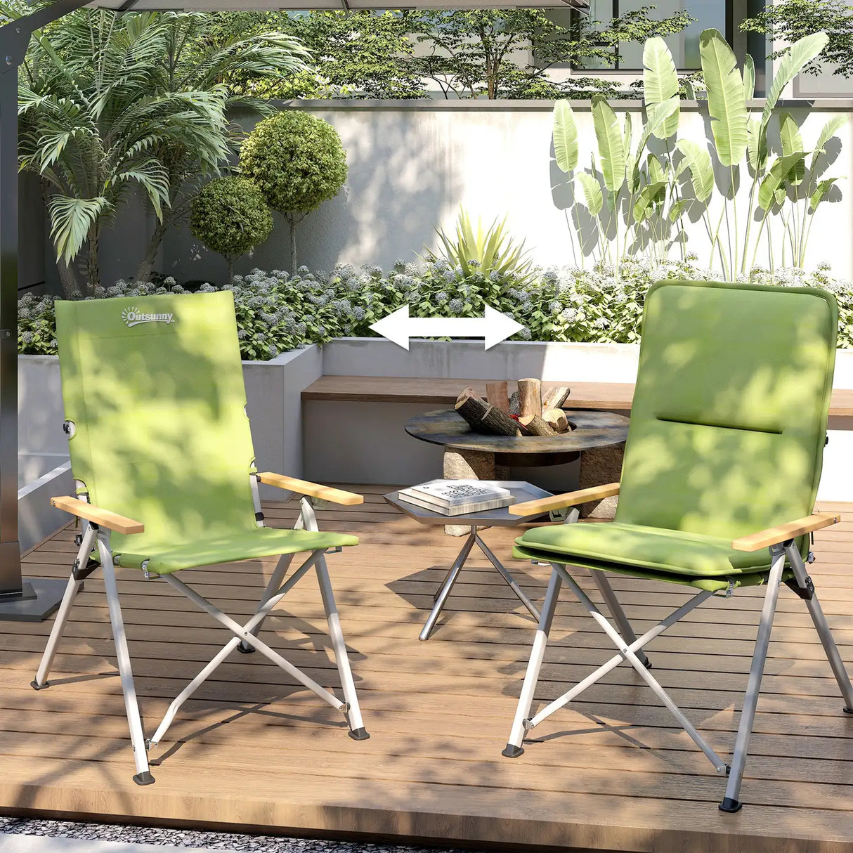 Outsunny Portable Padded Camping Chair, with Bag - Green