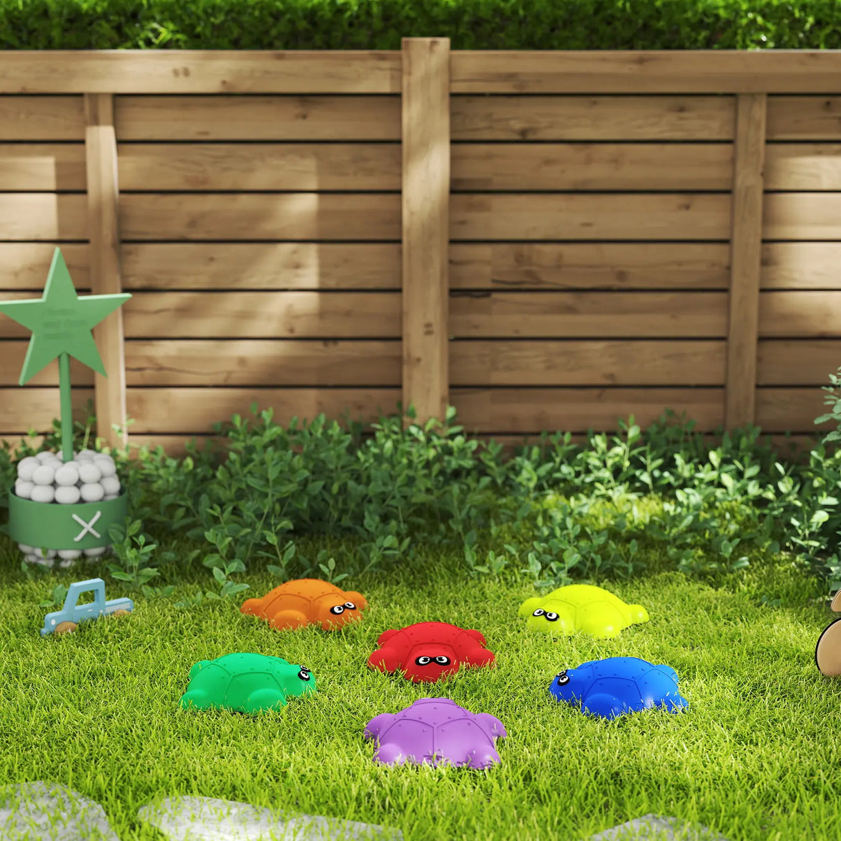 AIYAPLAY 6-Piece Balance Stepping Stones with Non-Slip Edge, Indoor Outdoor Obstacle Courses for Ages 3-8 Years, Multicoloured