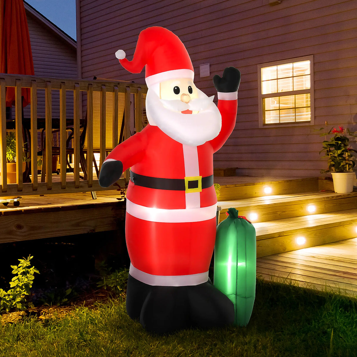 HOMCOM 7.5ft Inflatable Christmas Santa Claus with LED Air Blown Xmas Dcor Holiday Outdoor Yard Decoration