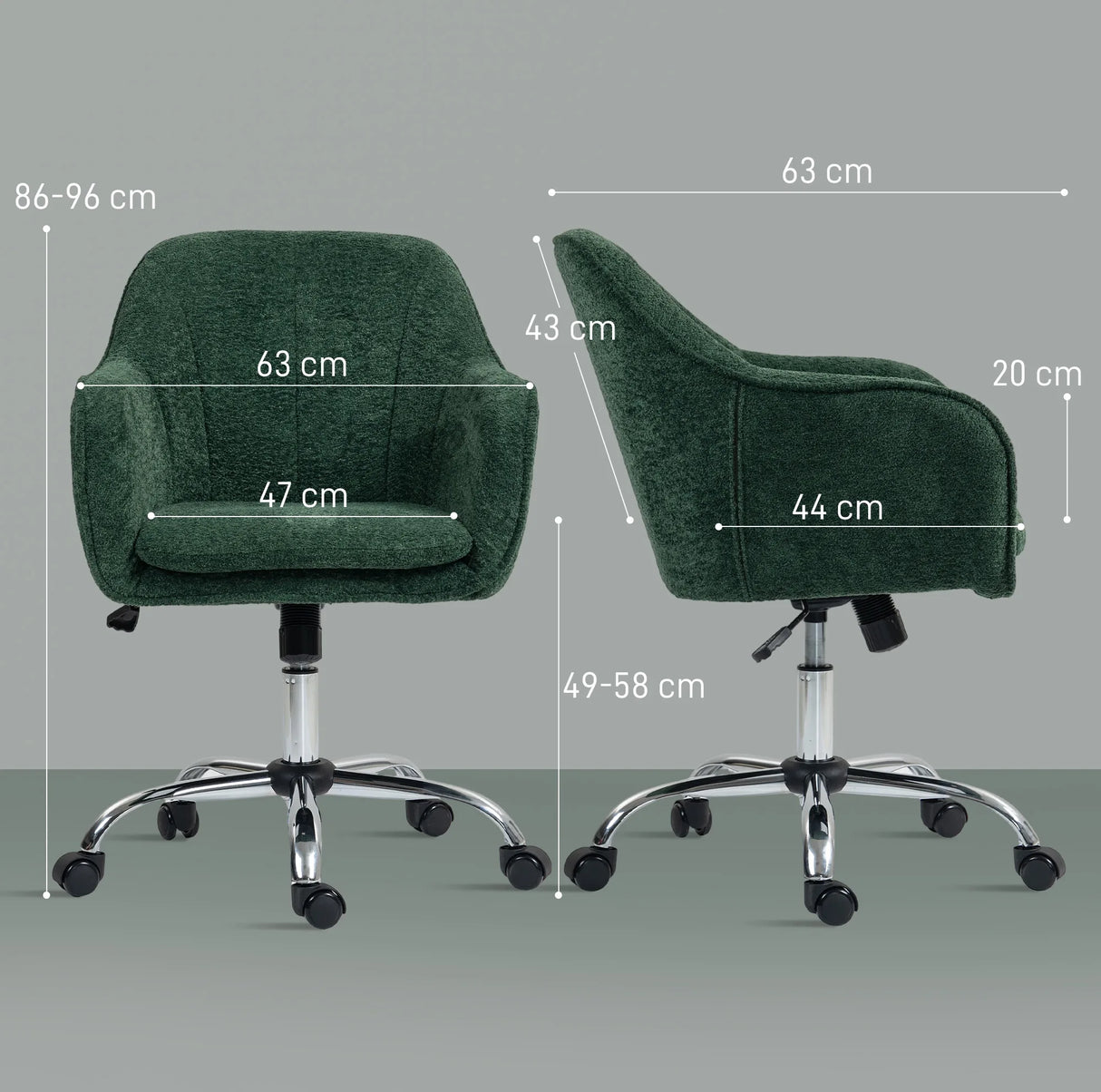 HOMCOM Velvet-Feel Office Chair - Dark Green