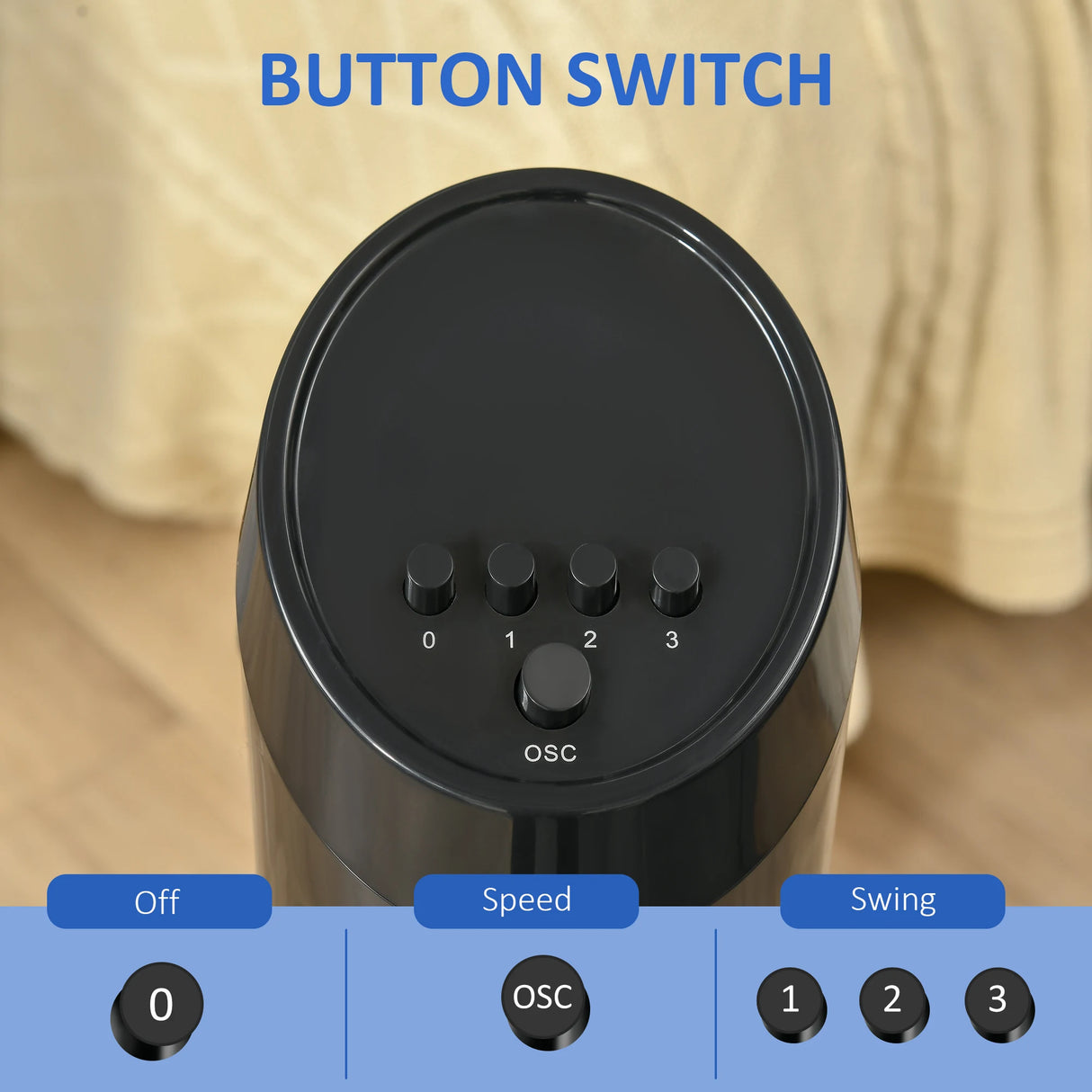 HOMCOM Tower Fan for Bedroom Cooling, 30 Inch Electric 70 Oscillating Fan with 3 Speed Settings, Standing Floor Fan for Home Office Indoor, Black