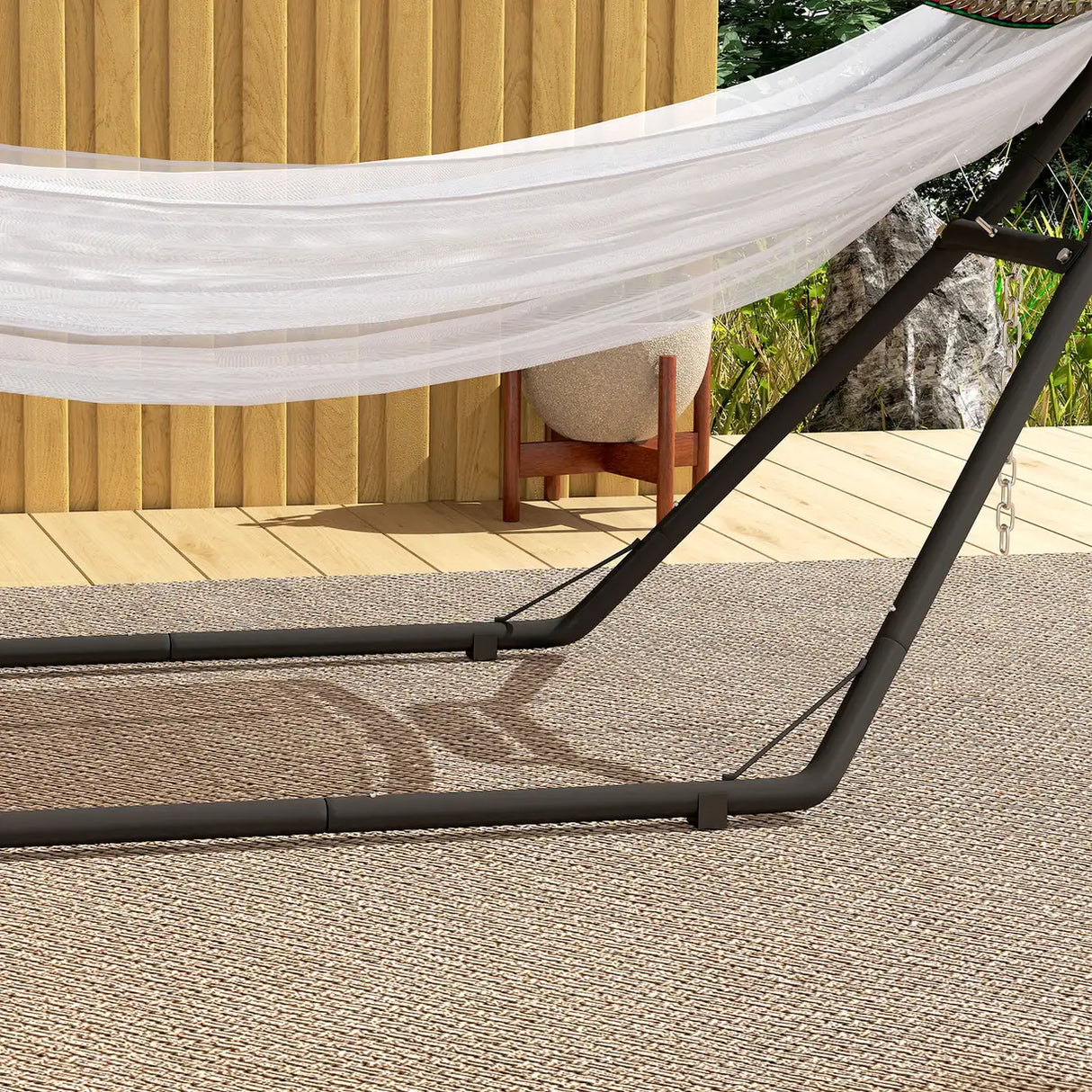 Outsunny 9ft Hammock Stand Adjustable Hammock Frame with Non-Slip Feet for Indoor Outdoor, 250 kg Capacity, Black