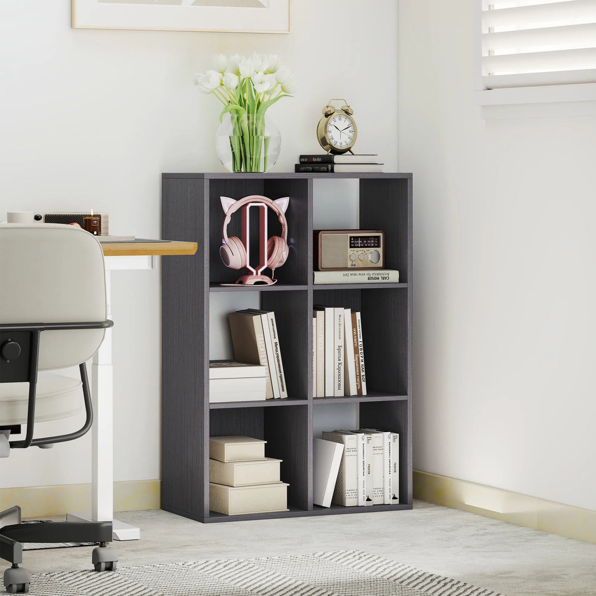 HOMCOM 6-Cube Bookshelf - Grey