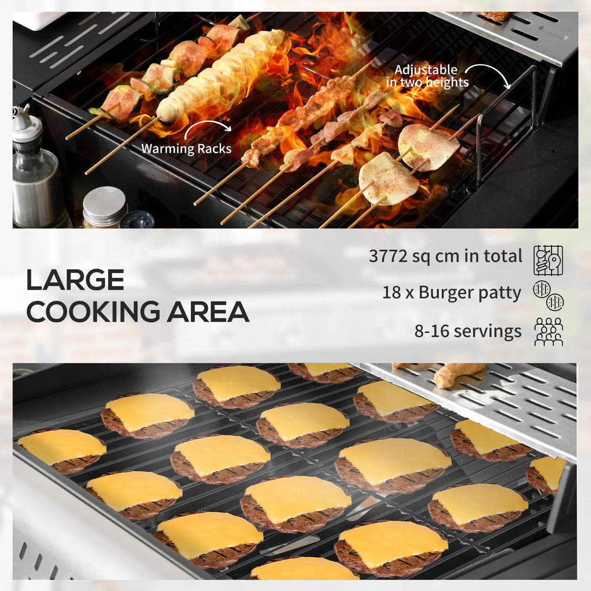 Outsunny Dual Fuel BBQ Grill - Black