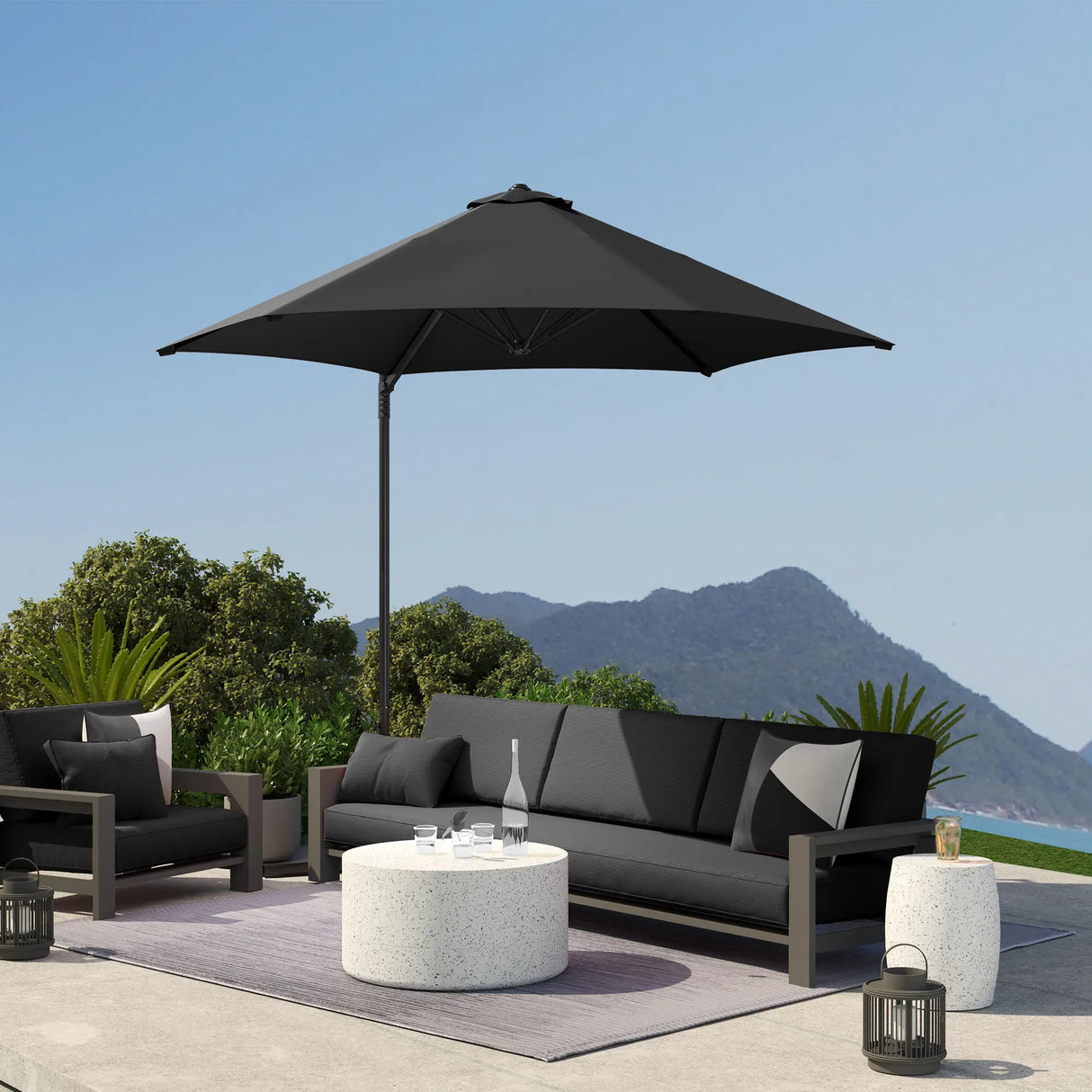 Outsunny 2.5m Rotating Cantilever Parasol - Black
