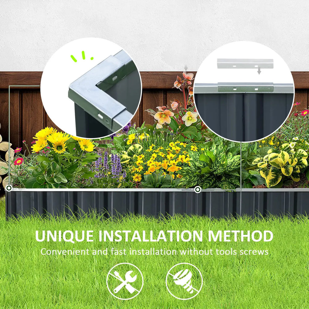 Outsunny 645L Metal Raised Garden Bed, DIY Large Steel Planter Box, No Bottom w/ A Pairs of Glove for Backyard, Patio to Grow Vegetables, Herbs, and Flowers, 258cmx90cm