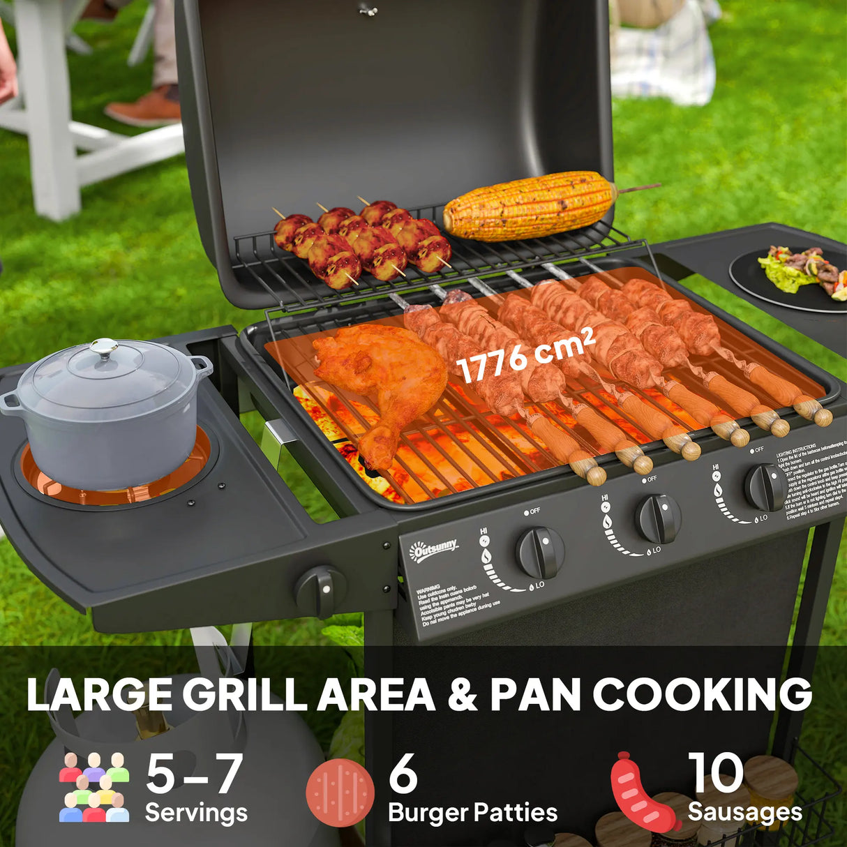 Outsunny Four Burner Gas Grill BBQ - Black