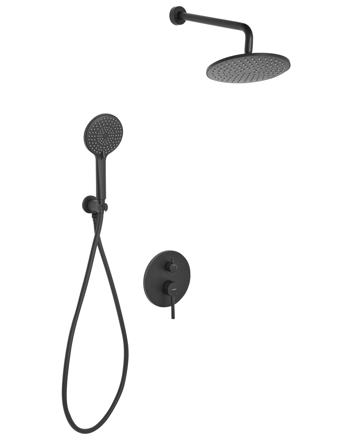 Concealed Shower Set Black Brass 3 Spray Modes Rain Function Wall Hanging Shower System Modern Style Beliani