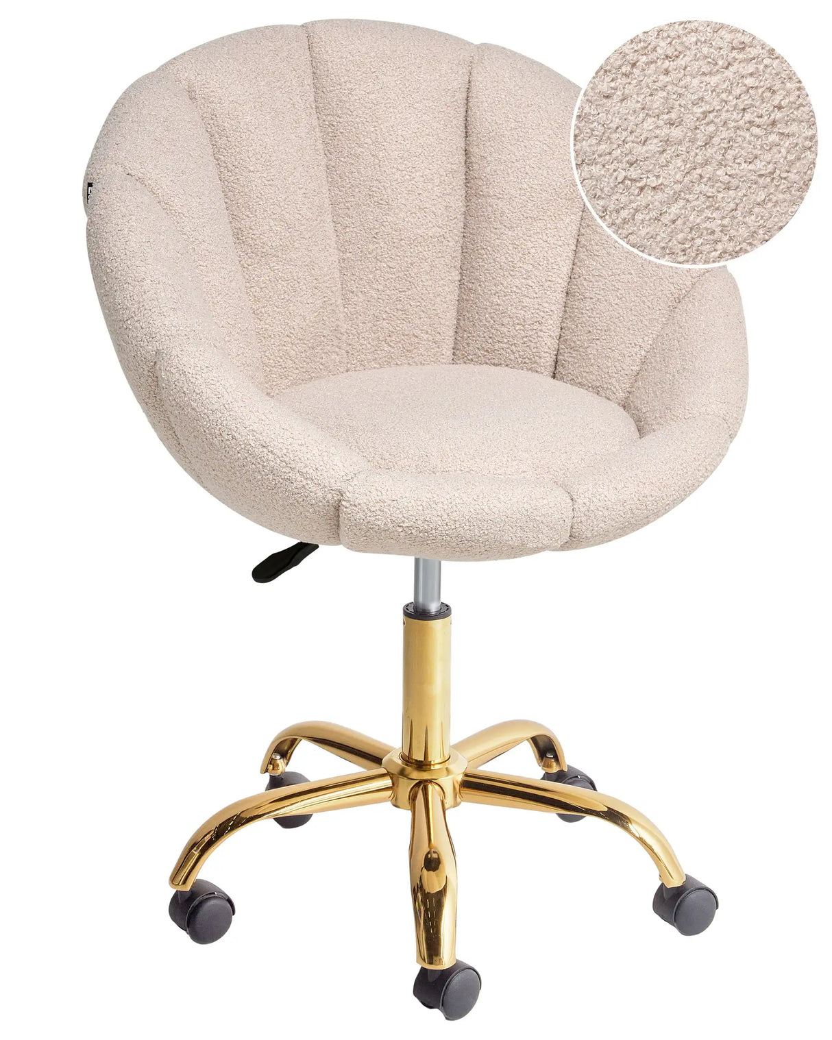 Office Swivel Chair Beige Boucle with Starbase Adjustable Height Modern Design Home Office Beliani