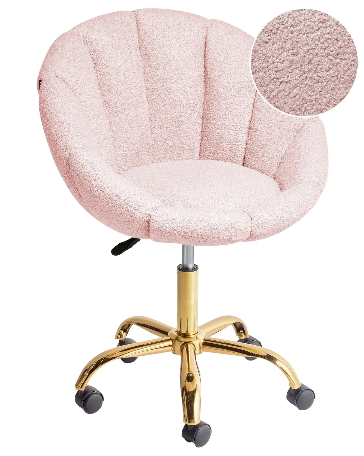 Office Swivel Chair Pastel Pink Boucle with Starbase Adjustable Height Modern Design Home Office Beliani