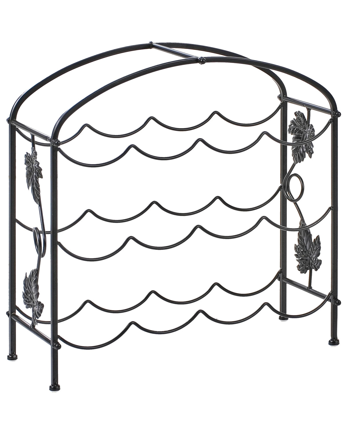 Wine Rack Black Iron Metal Arched Shape 43 x 44 x 15 cm for Bottles Industrial Style Kitchen Home Decor Beliani