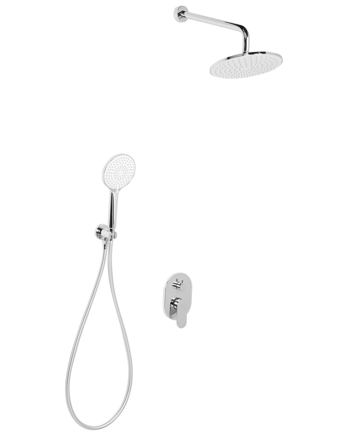 Concealed Shower Set Silver Brass 3 Spray Modes Rain Function Wall Hanging Shower System Modern Style Beliani