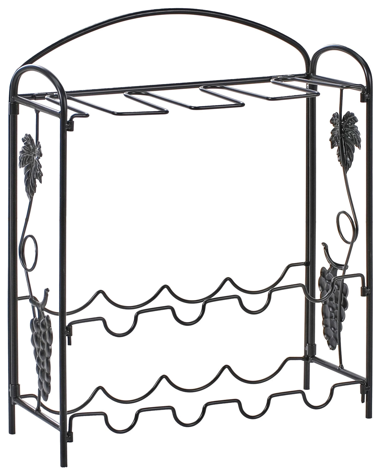 Wine Rack Black Metal Iron Painted 50 x 42 x 15 cm for Bottles and Wine Glasses Kitchen Dinning Room Home Decor Beliani