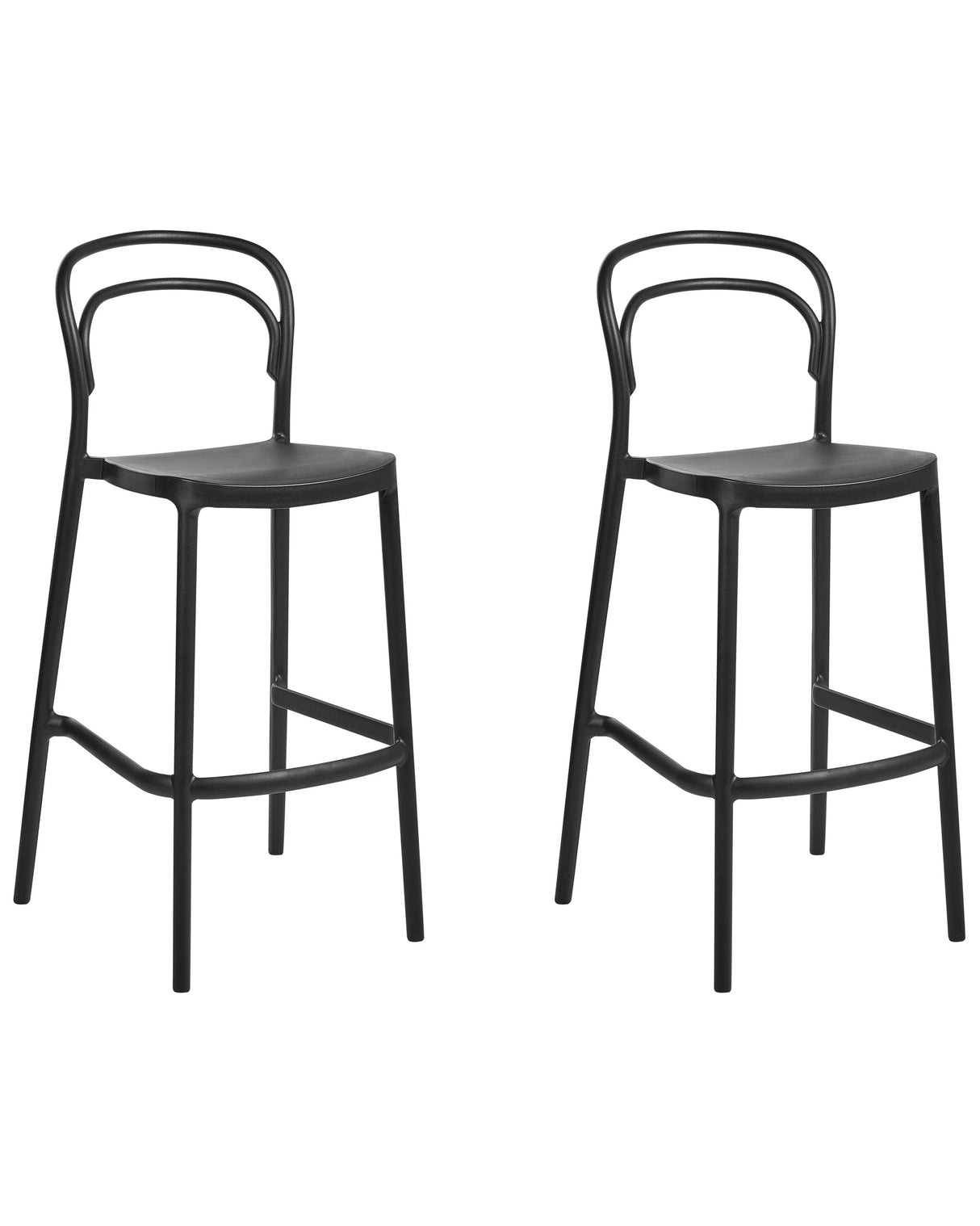 Set of 2 Bar Chairs Black Plastic Modern Weather Resistant Indoor and Outdoor Use Beliani