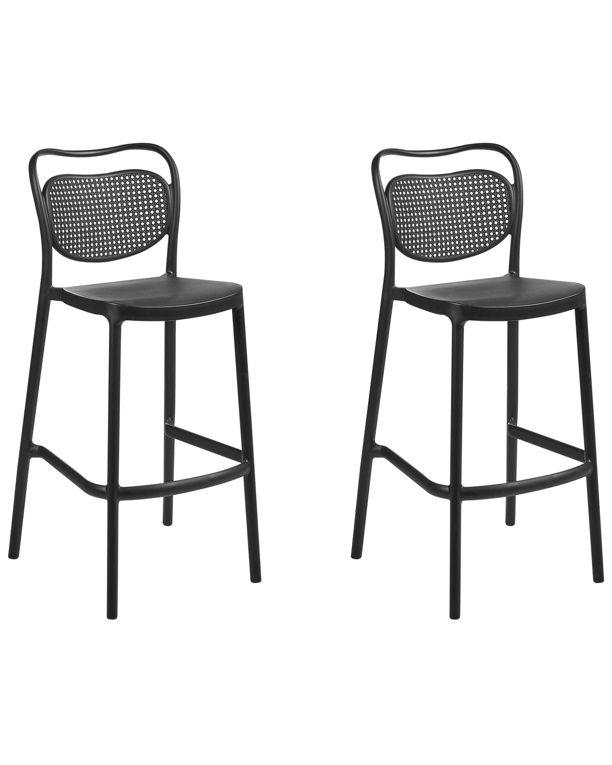 Set of 2 Bar Chairs Black Plastic Retro Weather Resistant Indoor and Outdoor Use Beliani