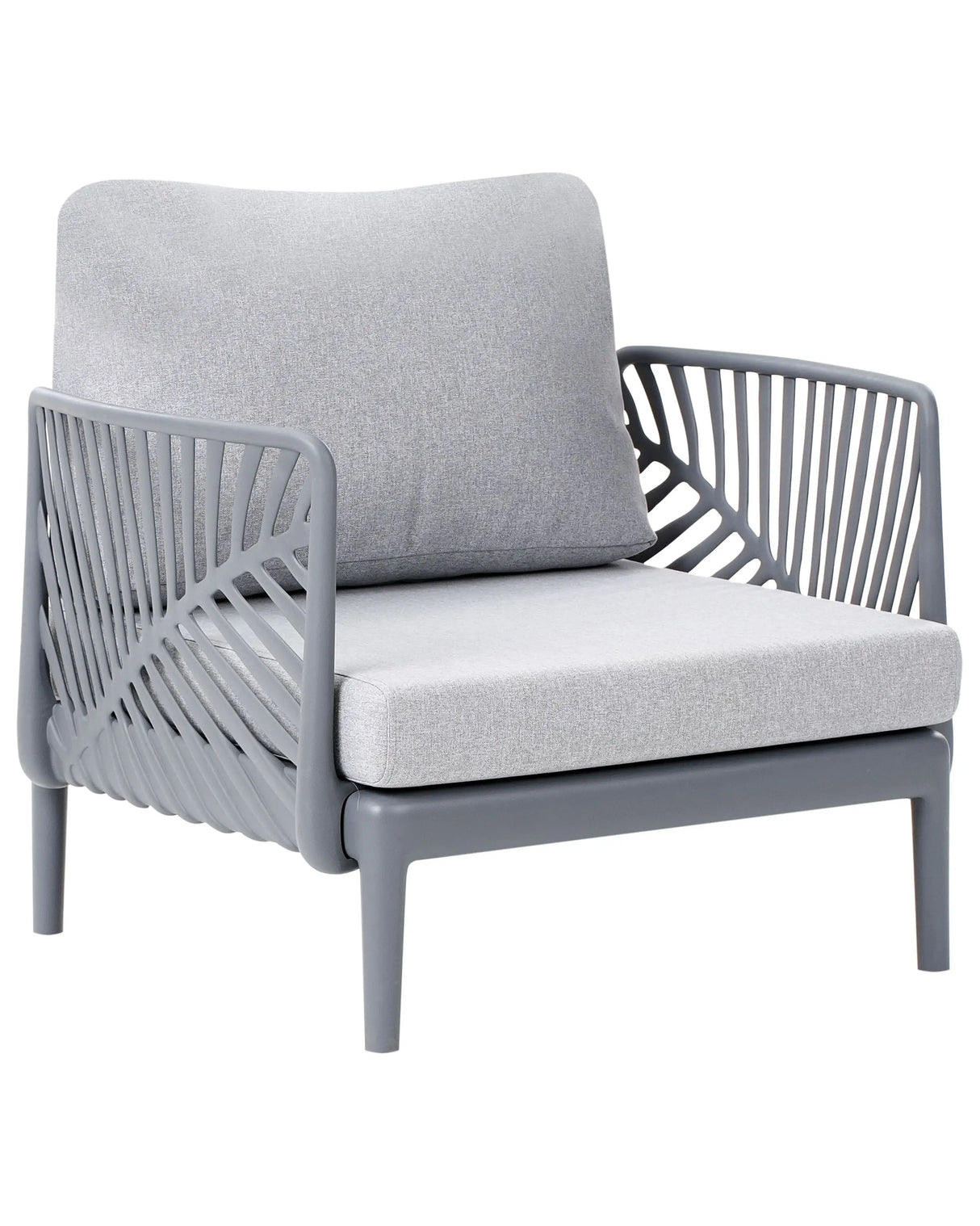 Garden Armchair Grey Synthetic Frame Outdoor Chair with Light Grey Cushions Modern Style Beliani