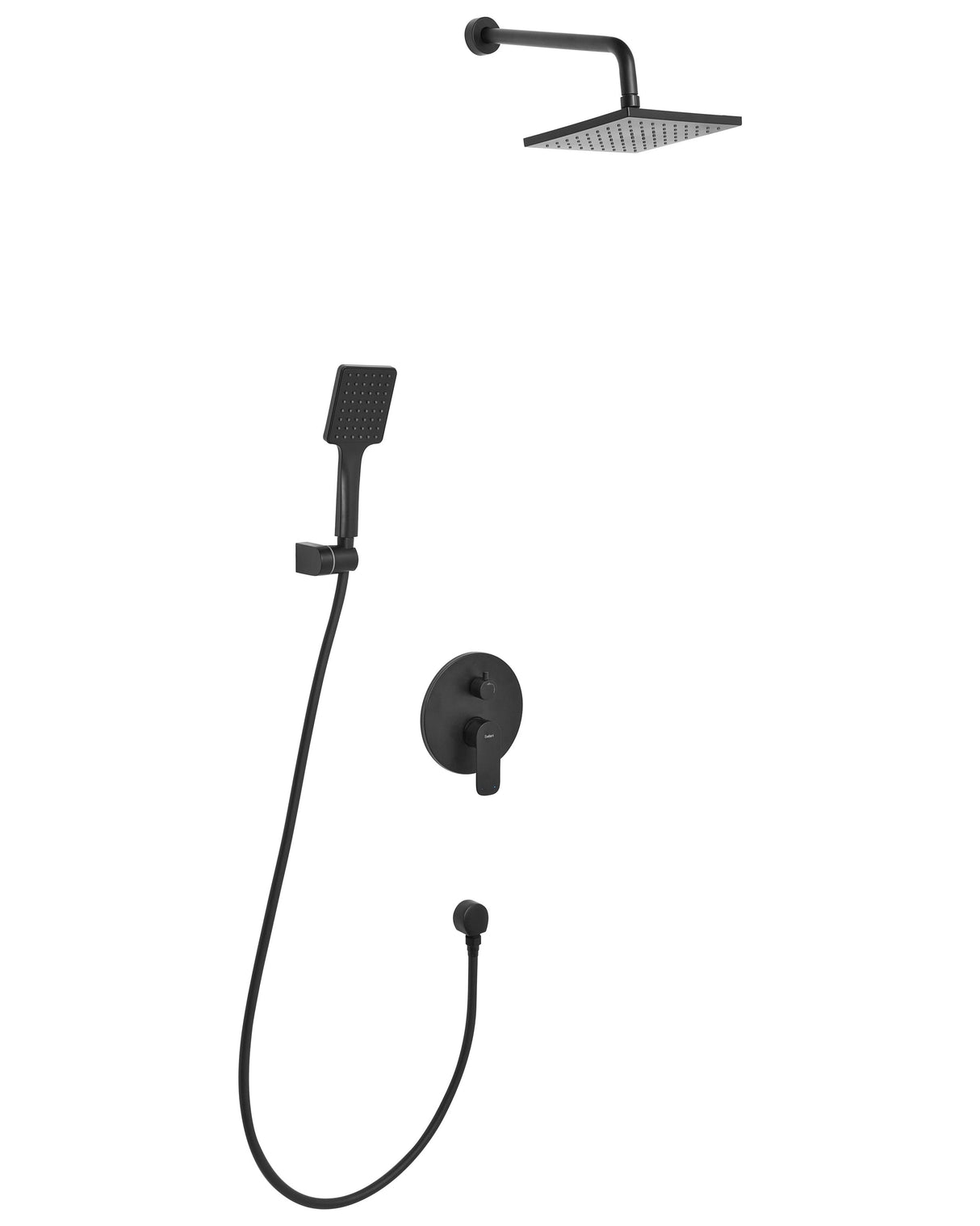 Concealed Shower Set Black Brass 3 Spray Modes Rain Function Wall Hanging Shower System Modern Style Beliani