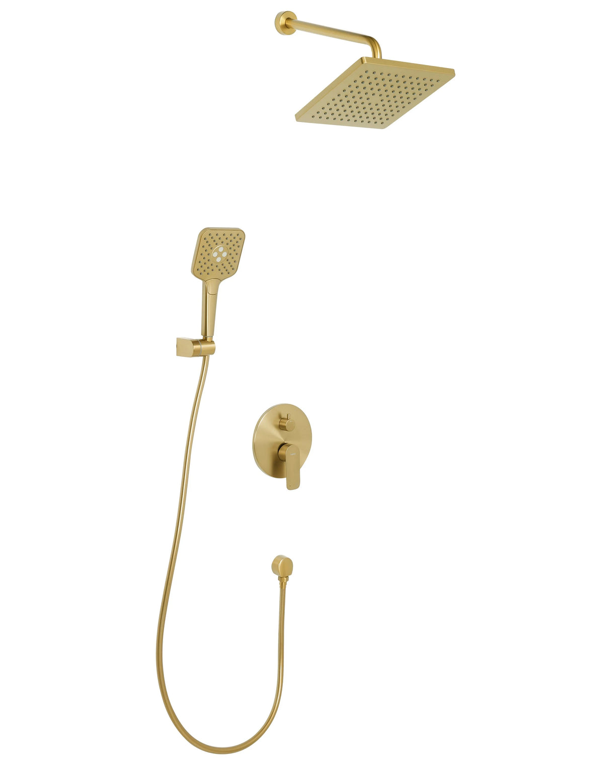 Concealed Shower Set Gold Brass 3 Spray Modes Rain Function Wall Hanging Shower System Modern Style Beliani