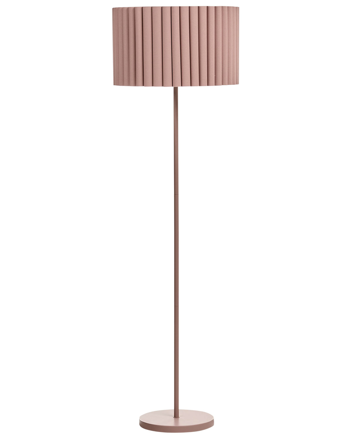Floor Lamp Brown Polyester Linen Iron 155 cm Drum Shade Light Bedroom Living Room Retro Classic Beliani