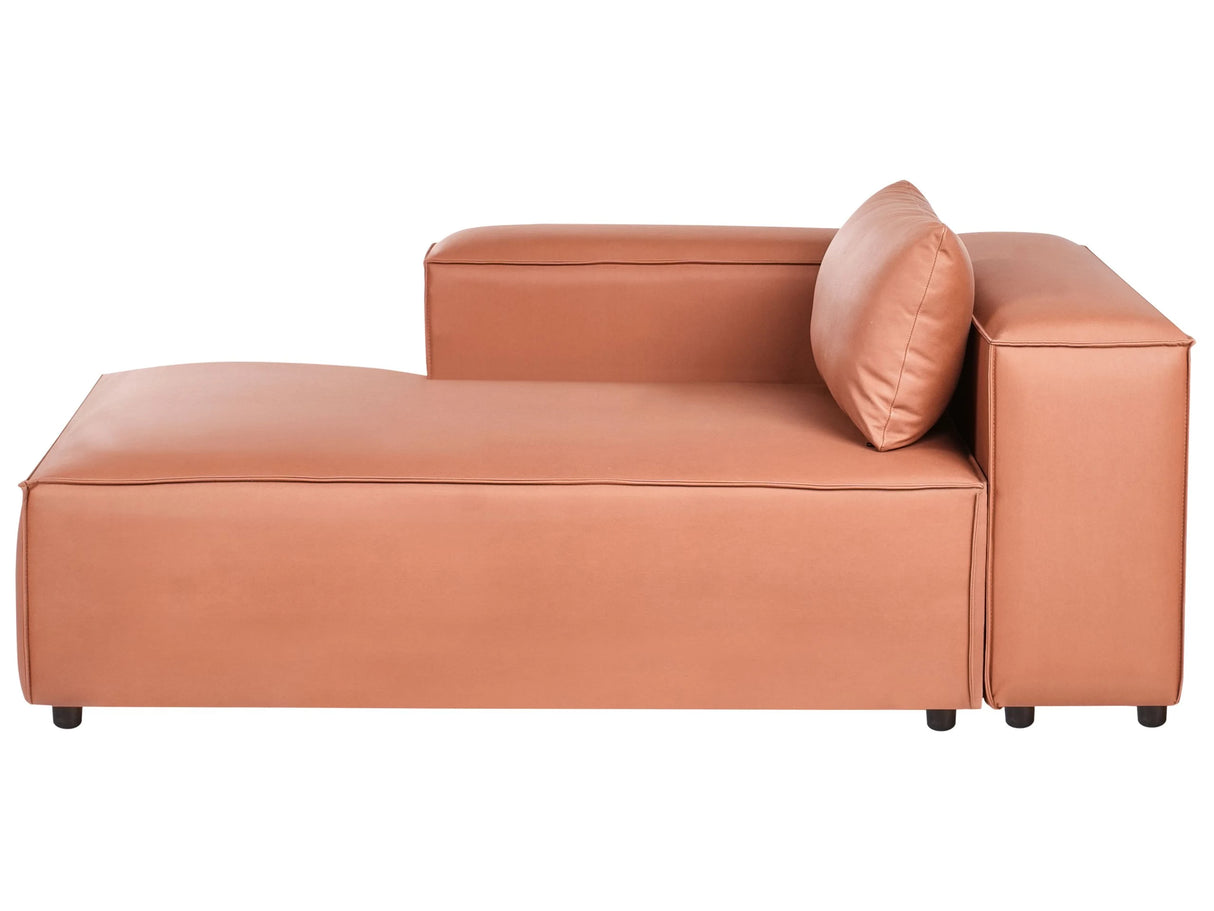 Right Hand Chaise Lounge Black Golden Brown Faux Leather Modern Living Room Beliani